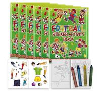 ihoot Pack of 6 Football Puzzle and Sticker Book Activity Set | 6 Sticker Activity Books PLUS 6 Packs of Mini Colourful Wax Crayons | Kids Party Bag Fillers, Goody Bag Fillers