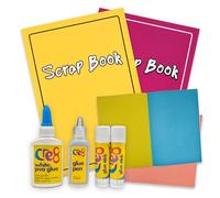 ihoot Scrapbook Accessories Bundle - Scrapbooking Supplies for Adults and Kids, Arts and Crafts Sketch Book for Kids Junk Journal Supplies - 2X Coloured Paper Large Scrapbooks Plus Set of 4 Glues