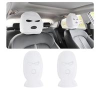 IHOTDER 2PCS Funny Headrest Covers for Cars,Personalized Car Decor Headrest Cove,Universal Interior Car Accessories Ski Mask Head Rest Covers for Car Seat (White)