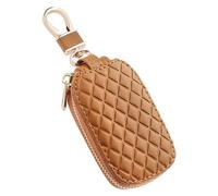 IHOTDER Stylish Car Key Case with Keychain and Zipper - Genuine Leather Car Key Case Holder for Remote Key Cover Replacement (Brown)