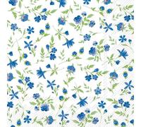 IHR 20 Napkins Flowers, Garden & Nature Blue Flowers with Leaves as Table Decoration Paper Napkins with Motif Also for Decoupage and Decoupage 33 x 33 cm