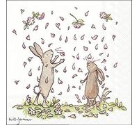 IHR BLOSSOMS AND BUNNIES white Easter Rabbit Bunny Cocktail or Tea Napkins paper 25 cm square 20 in pack