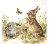 IHR BUNNY AND CLYDE Rabbits Easter Luncheon Paper Table Napkins 20 in a pack 33cm square