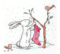 IHR Charming Snow Rabbits And Robins Christmas Lunch 3 Ply Table Paper Napkins