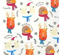 IHR CHRISTMAS WISHES Deer Polar Bear Duck Animals paper table lunch napkins 33 cm square 3 ply 20 in a pack