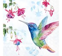 IHR Ideal Home Range 3-Ply Paper Lunch Napkins, 6.5' x 6.5', Hummingbird (Light Blue), 20-Count