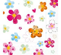 IHR Ideal Home Range Cocktail Napkins Disposable 3-Ply Paper Party Napkin Pack, 5" x 5", Joyful Flowers, 20-Count