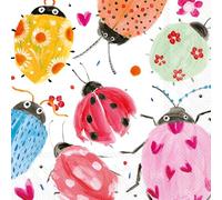 IHR Ideal Home Range Cocktail Napkins Disposable 3-Ply Paper Party Napkin Pack, 5" x 5", Joyful Ladybugs, 20-Count