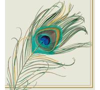IHR Ideal Home Range Cocktail Napkins Disposable 3-Ply Paper Party Napkin Pack, 5" x 5", Peacock Feather, 20-Count