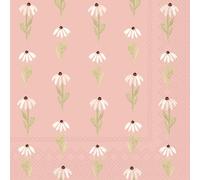 IHR Ideal Home Range Cocktail Napkins Disposable 3-Ply Paper Party Napkin Pack, 5" x 5", Pink Daisy, 20-Count