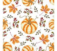 IHR Ideal Home Range Cocktail Napkins Disposable 3-Ply Paper Party Napkin Pack, 5" x 5", Scattered Pumpkins, 20-Count