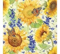 IHR Ideal Home Range Cocktail Napkins Disposable 3-Ply Paper Party Napkin Pack, 5" x 5", Sunflower & Larkspur, 20-Count