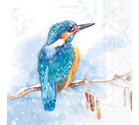 IHR Ideal Home Range Cocktail Napkins Disposable 3-Ply Paper Party Napkin Pack, 5" x 5", The Kingfisher (Light Blue), 20-Count