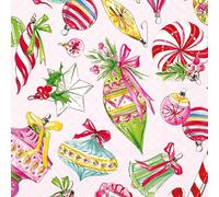 IHR Ideal Home Range Cocktail Napkins Disposable 3-Ply Paper Party Napkin Pack, 5" x 5", Vintage Ornaments, 20-Count