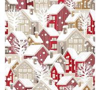 IHR Ideal Home Range Cocktail Napkins Disposable 3-Ply Paper Party Napkin Pack, 5" x 5", Winter Village, 20-Count