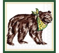 IHR Ideal Home Range Cocktail Napkins Rosanne Beck Hometown Pride Disposable 3-Ply Paper Party Napkin Pack, 5" x 5", Yellow Bear, 20-Count