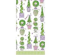 IHR Ideal Home Range Dinner Napkins Rosanne Beck Disposable 3-Ply Paper Hand Towels, 8.5" x 4.5", Purple And Green Topiaries, 16-Count