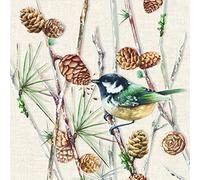IHR Ideal Home Range - Paper Napkins Bird ON Branch Cream 20 pc. 3-Ply Lunch Napkins 33 cm x 33 cm / 13 inch x 13 inch