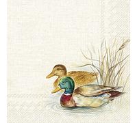 IHR Ideal Home Range - Paper Napkins Hunted Ducks Cream 20 pc. 3-Ply Cocktail Napkins 25 cm x 25 cm / 10 inch x 10 inch