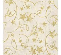 IHR Ideal Home Range - Paper Napkins Star Garland Cream Gold 20 St. Lunch Napkins 33 cm x 33 cm / 13 inch x 13 inch