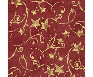 IHR Ideal Home Range - Paper Napkins Star Garland red Gold 20 St. Lunch Napkins 33 cm x 33 cm / 13 inch x 13 inch