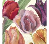 IHR Ideal Home Range - Paper Napkins Tulips Cream 20 pc. Cocktail Napkins