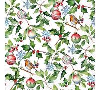 IHR Ideal Home Range Party Napkins Disposable 3-Ply Paper Lunch Napkin Pack, 6.5" x 6.5", Christmas Holly, 20-Count