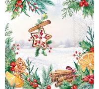 IHR Ideal Home Range Party Napkins Disposable 3-Ply Paper Lunch Napkin Pack, 6.5" x 6.5", Christmas Window, 20-Count
