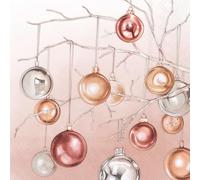 IHR Ideal Home Range Party Napkins Disposable 3-Ply Paper Lunch Napkin Pack, 6.5" x 6.5", Copper Baubles (Copper), 20-Count