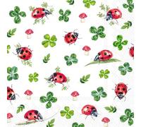 IHR Ideal Home Range Party Napkins Disposable 3-Ply Paper Lunch Napkin Pack, 6.5" x 6.5", Lucky Ladybug, 20-Count