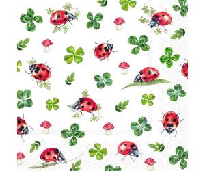 IHR Ideal Home Range Party Napkins Disposable 3-Ply Paper Lunch Napkin Pack, 6.5" x 6.5", Lucky Ladybug, 20-Count