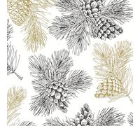 IHR Ideal Home Range Party Napkins Disposable 3-Ply Paper Lunch Napkin Pack, 6.5" x 6.5", Pine Cone Pattern, 20-Count