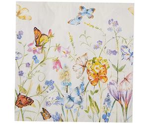 IHR Ideal Home Range Party Napkins Disposable 3-Ply Paper Lunch Napkins, 6.5" x 6.5", Butterflies & Blossoms, 20-Count