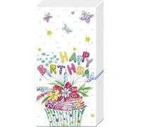 IHR Ideal Home Range - Pocket Tissues Birthday Cupcake 1 Packet of 10 Individual 4-Ply Pocket Tissues 21 cm x 21 cm / 8 inch x 8 inch