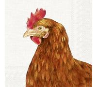 IHR L 1072660 Lunch Napkins, Paper, Pack of 20, Farm Hen, Chicken, Brown, 33 cm x 33 cm, 3 Ply