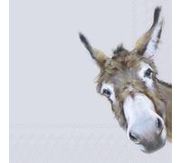 IHR L 1078945 Lunch Napkins, Paper, Donkey Gonzo, Donkey, Grey, 33 cm x 33 cm, 3 Ply, Pack of 20