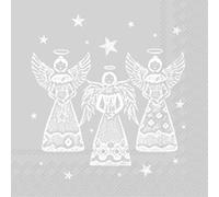 IHR Lunch Napkins 20pc Festive Bright Angels 3ply Decorative Christmas Dining (Silver)