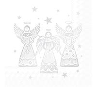 IHR Lunch Napkins 20pc Festive Bright Angels 3ply Decorative Christmas Dining (White)