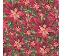 IHR Poinsettia Vintage Green Cocktail Napkins 20 Pack
