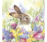 IHR RUBY IN THE MEADOW Easter Rabbit Flowers Luncheon Paper Table Napkins 20 in a pack 33cm square