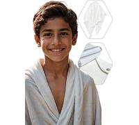 Ihram Child - OMRA/HAJJ- 6 to 15 Years - with Adjustable Belt & Towels - Durable, Lightweight and Easy to Carry - Premium Quality - Ensures Comfort and Safety - Tutto Video