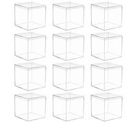 ihreesy 12PCS Acrylic Box with Lid,Transparent Square Display Box Small Square Cube Containers Clear Acrylic Storage Boxes for Gifts Jewelry Candy Pill,6.5CM