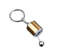 ihreesy 6 Speed Shifter Keychain,Mini Car Gear Shift Stick Knob Keyring Manual Transmission Gearbox Key Chain Creative Car Key Fob Keychain Accessories,Golden