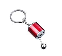 ihreesy 6 Speed Shifter Keychain,Mini Car Gear Shift Stick Knob Keyring Manual Transmission Gearbox Key Chain Creative Car Key Fob Keychain Accessories,Red
