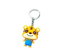 ihreesy Car Key Holder,Rubber Keychain Cute Cartoon Tiger Key Chain Charm Hanging Keyring Pendant Car Key Ring Handbag Pendant Decor,Blue