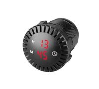 Ihreesy Car LED Digital Clock, 12V/24V Waterproof Touch Control Round Clock Panel for Car, Motorcycle, Boat, SUV, Aircraft, Red Light