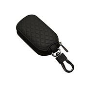 ihreesy Genuine Leather Key Fob Cover Case,Universal Multifunctional Key Pouch Bag Portable Zinc Alloy Smart Key Chain Keychain Holder Mini Coin Pocket Wallet with Hook Zippered,Black
