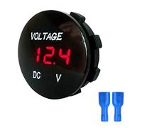 ihreesy LED Digital Display Voltmeter,Mini Waterproof Voltage Gauge 5-48V Car Digital Round Panel Voltmeter Battery Voltmeter for Vehicle Motorcycle Car Boat Marine Truck Camper Caravan,Red