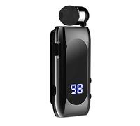ihreesy Wireless Headset Headphone,Bluetooth 5.2 Wireless Earpiece Retractable Handsfree Headset in-Ear Earphones Hands Free Calls Earphone Clip with Digital Battery Display Microphone,Black