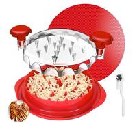 IHS Large Chicken Shredder Tool Twister with Anti-Slip Silicone Base and Brush-Heavy-Duty Meat Shredder Tool Twister with Transparent Lid & Enormous Handle-Food Shredder for Chicken Pork Beef (Red)